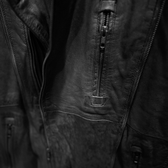 Black Men's Rusted Biker Jacket - Picture 3 of 5